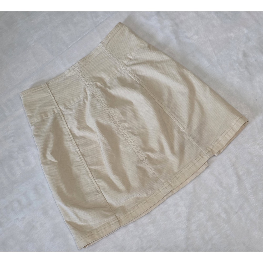 Free People FP Womens Size 4 Beige Corduroy Zip Slit Mini Skirt Western Festival